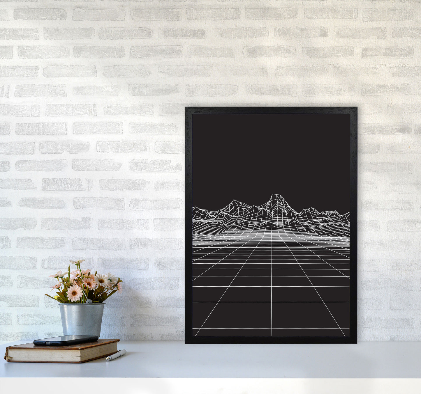 Line Mountains #2 Art Print by Jason Stanley A2 White Frame