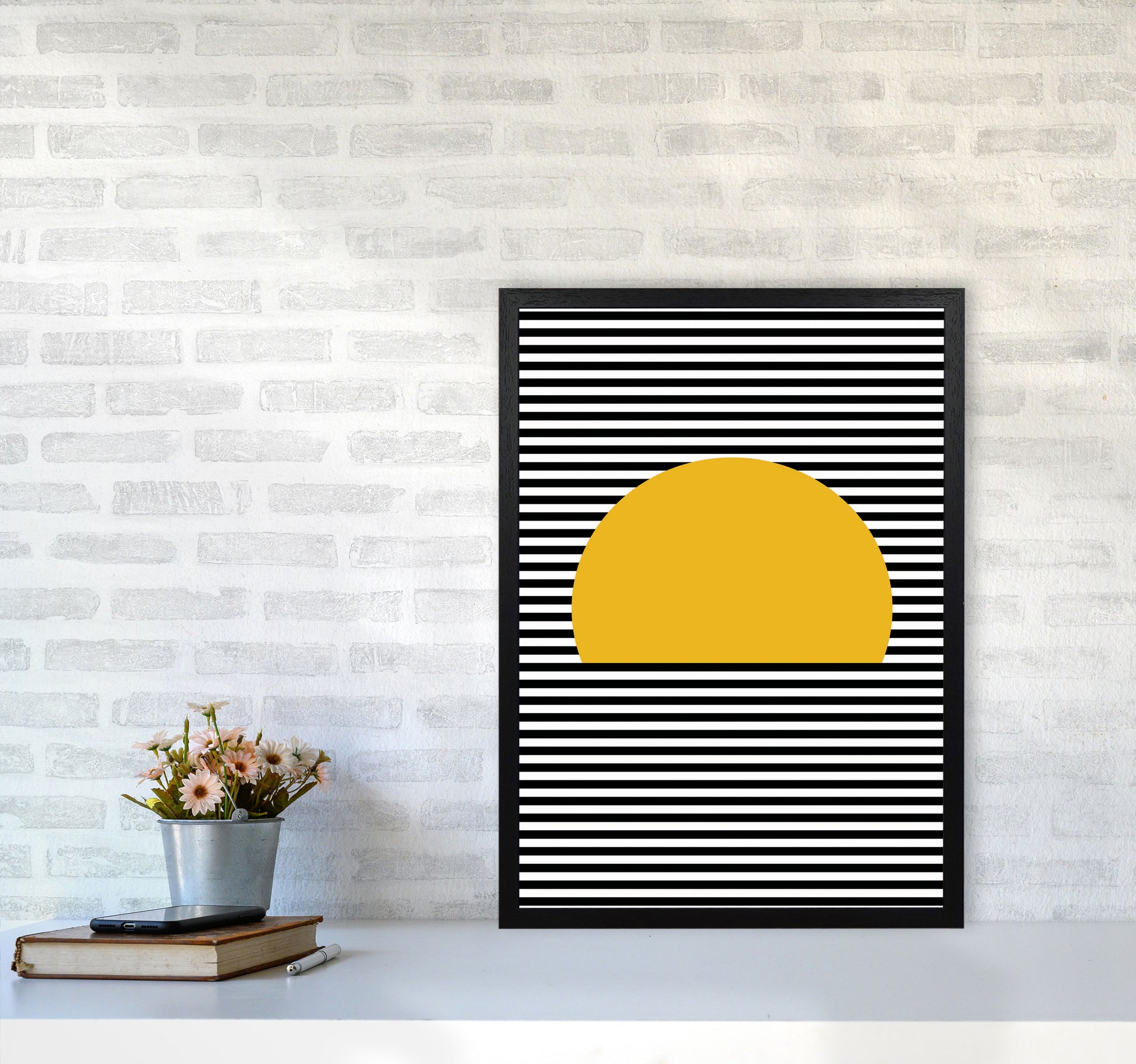 Sunset Line Art Art Print by Jason Stanley A2 White Frame