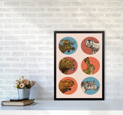Animal Circles Art Print by Jason Stanley A2 White Frame
