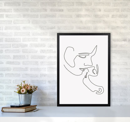 One Line Kiss Art Print by Jason Stanley A2 White Frame