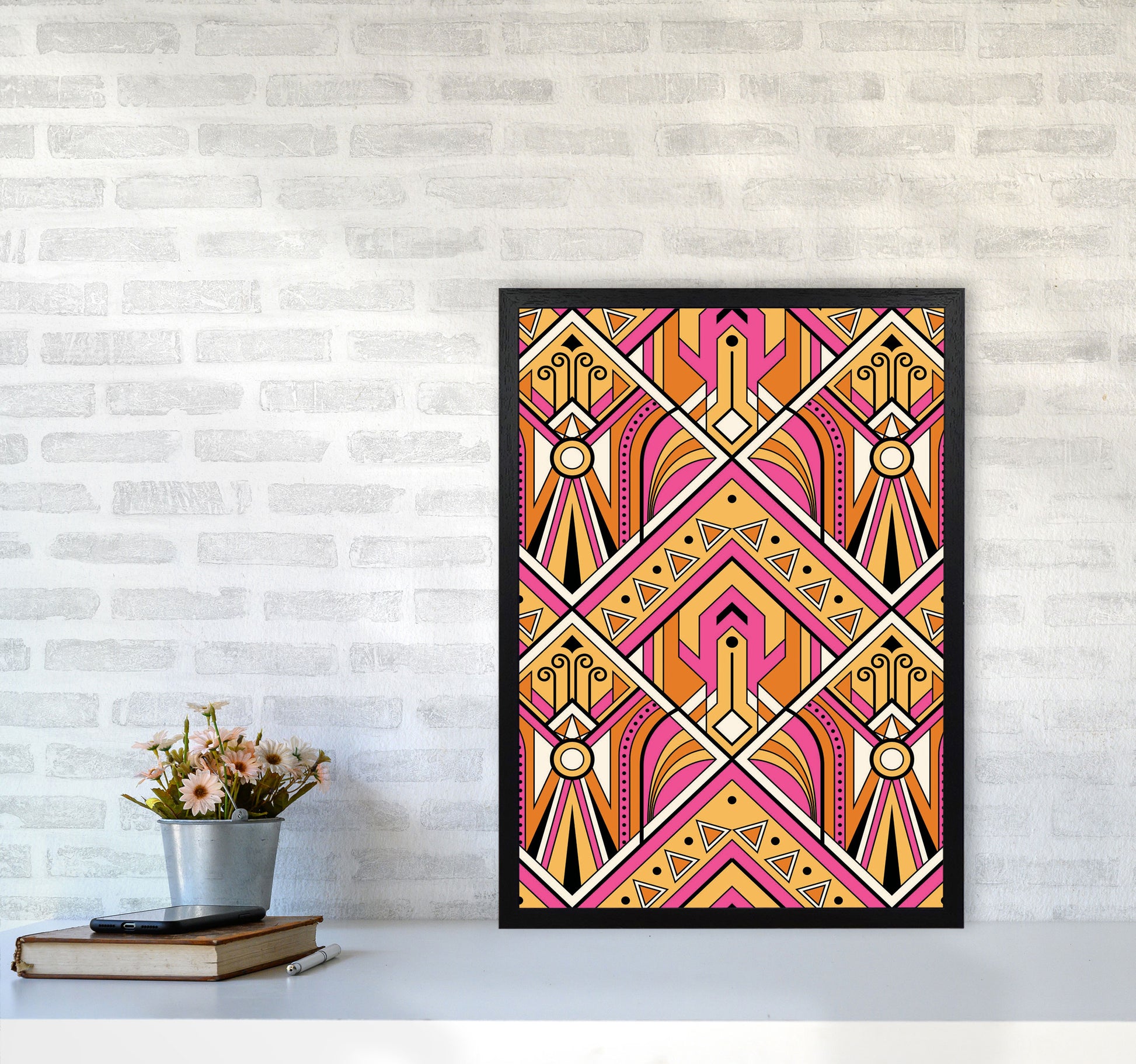 Pink Patterns Art Print by Jason Stanley A2 White Frame