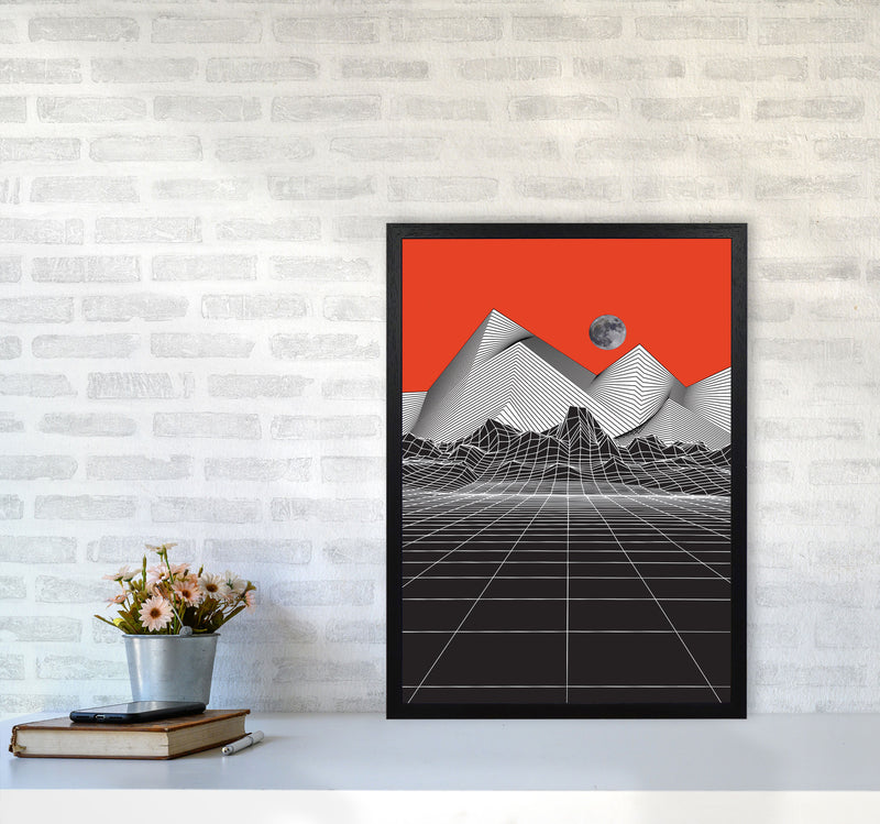 Moon Rise Red Art Print by Jason Stanley A2 White Frame