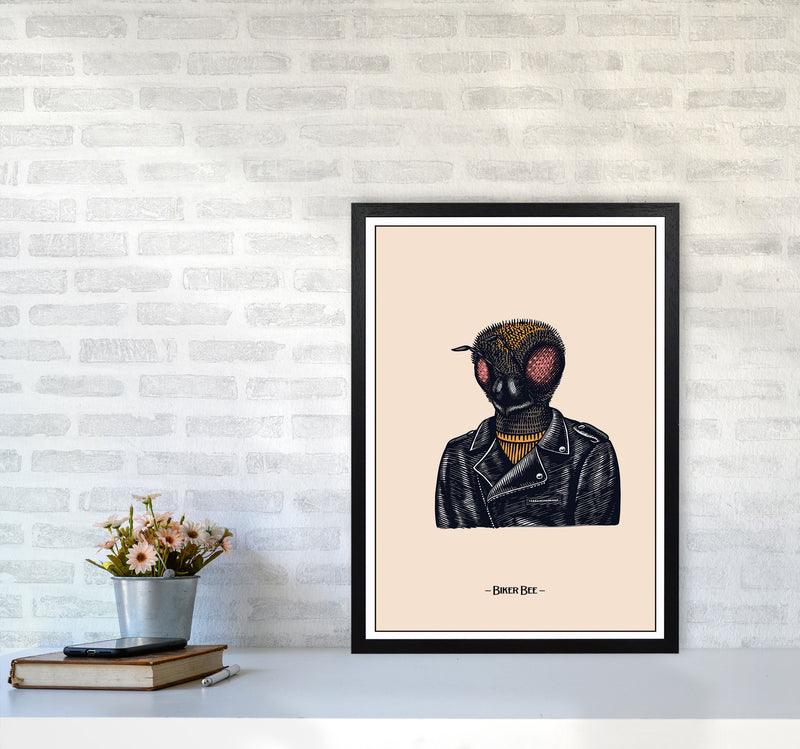Biker Bee Art Print by Jason Stanley A2 White Frame