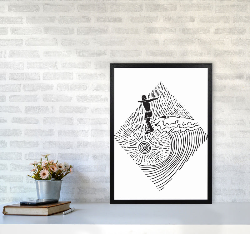 Surfer Line Drawing Art Print by Jason Stanley A2 White Frame