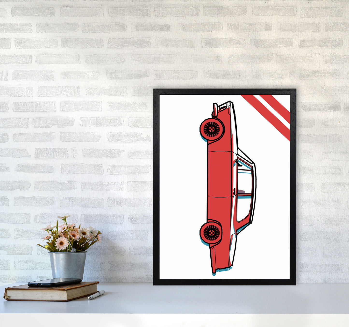 Red Car Art Print by Jason Stanley A2 White Frame