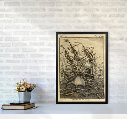 The Great Collossal Octopus Art Print by Jason Stanley A2 White Frame