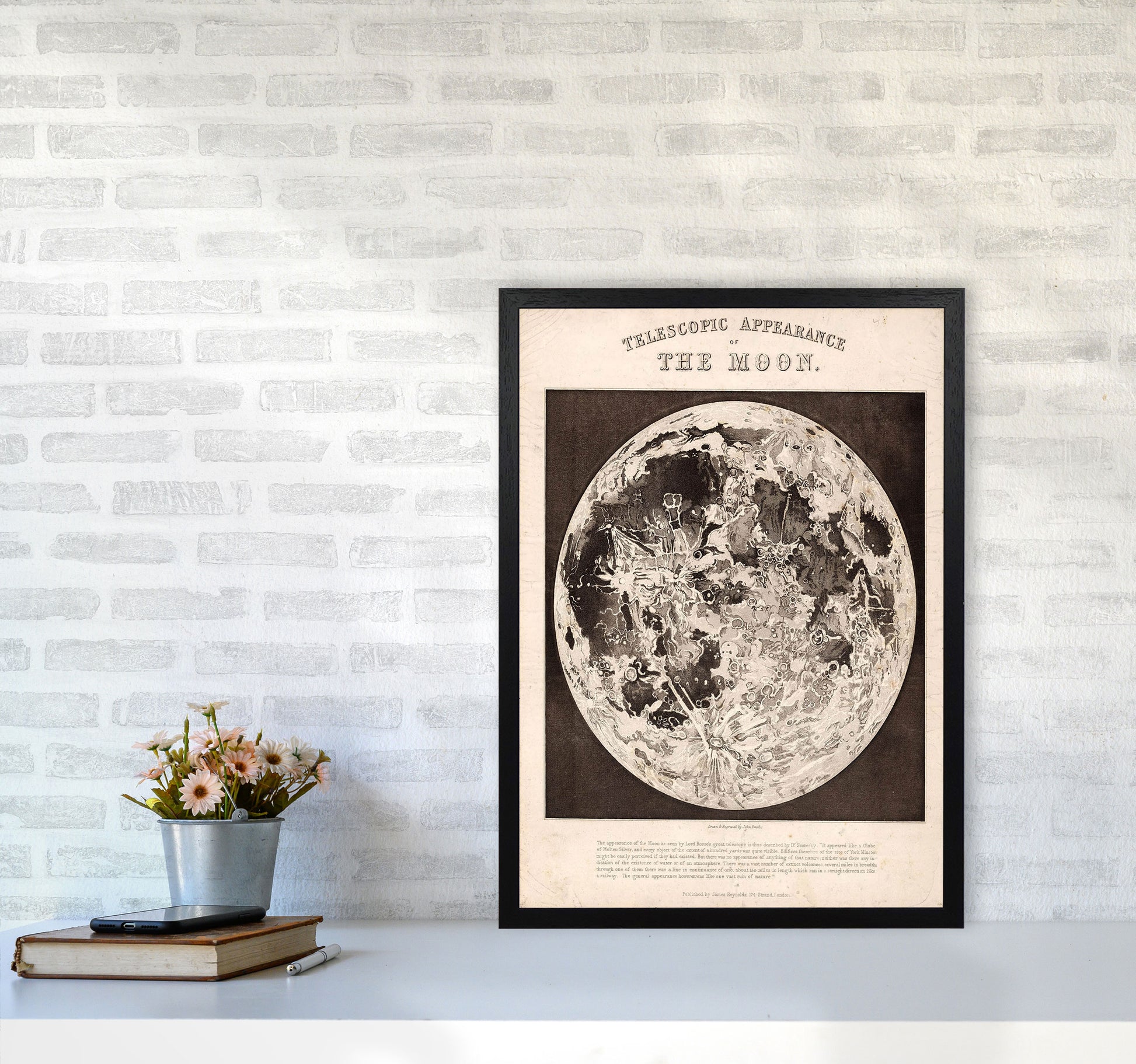 Telescopic Appearance Of The Moon Art Print by Jason Stanley A2 White Frame