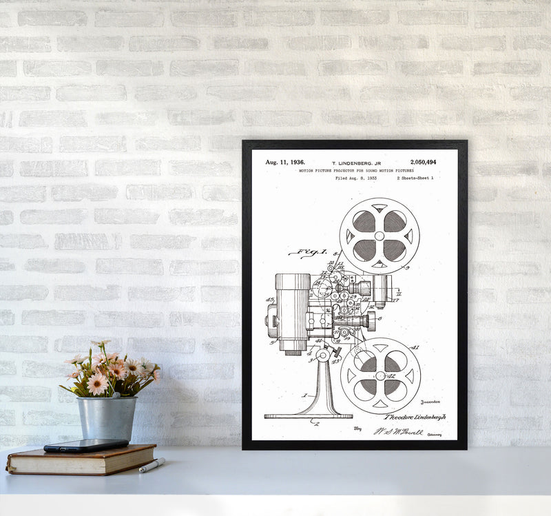 Motion Picture Projector Patent Art Print by Jason Stanley A2 White Frame