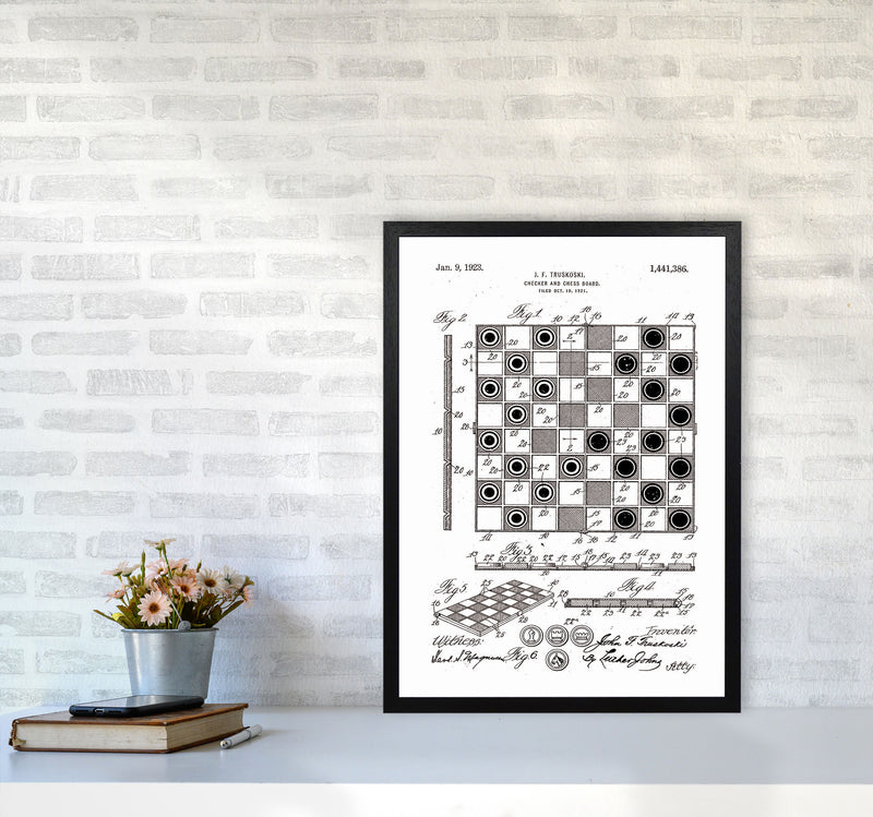 Chess And Checkers Board Patent Art Print by Jason Stanley A2 White Frame
