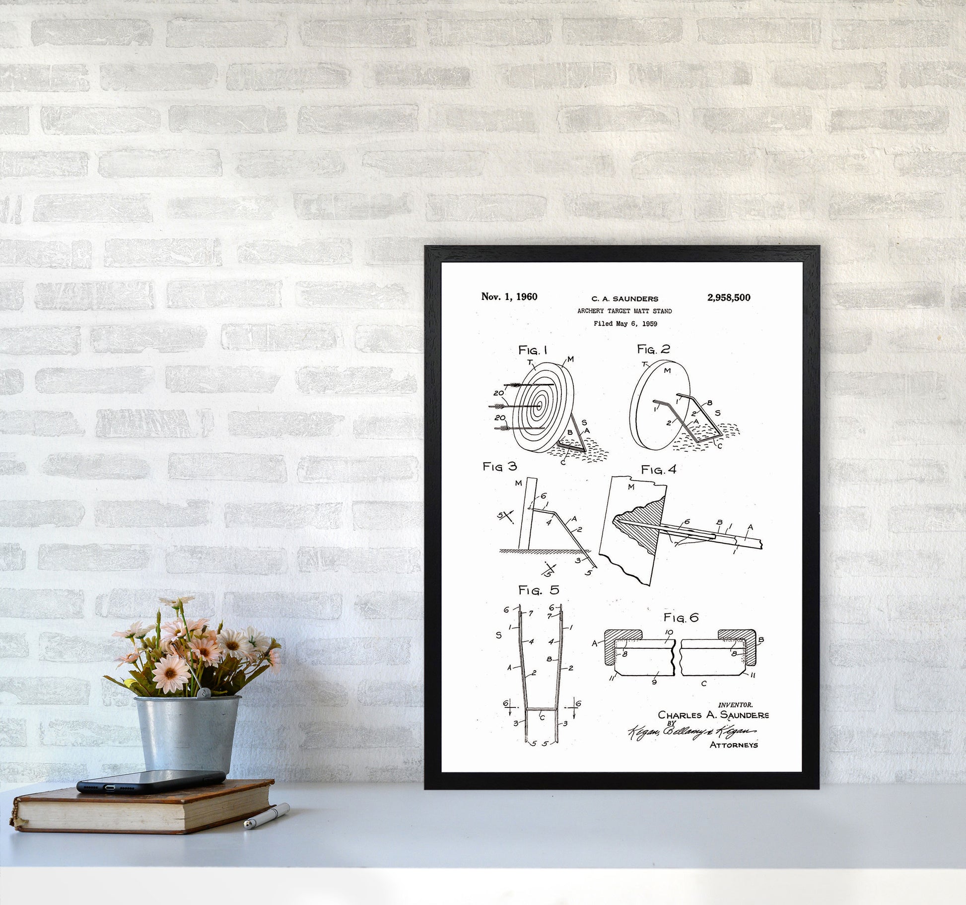 Archery Target Stand Patent Art Print by Jason Stanley A2 White Frame