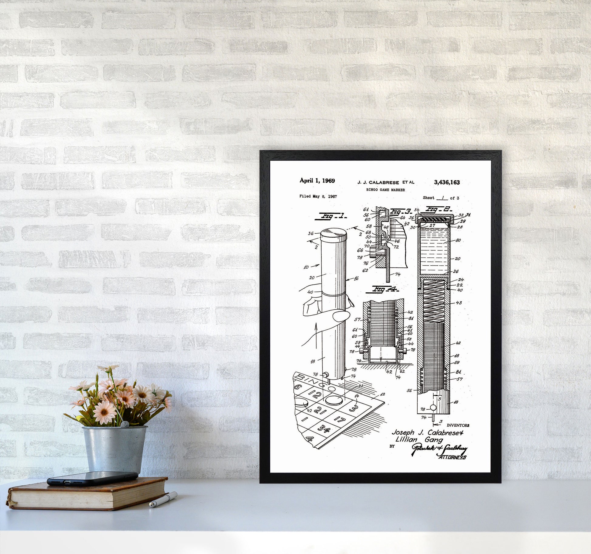 Bingo Game Marker Patent Art Print by Jason Stanley A2 White Frame