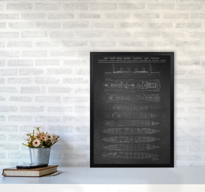 Titanic Patent- Chalkboard Art Print by Jason Stanley A2 White Frame