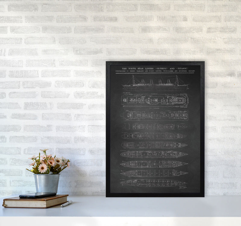 Titanic Patent- Chalkboard Art Print by Jason Stanley A2 White Frame