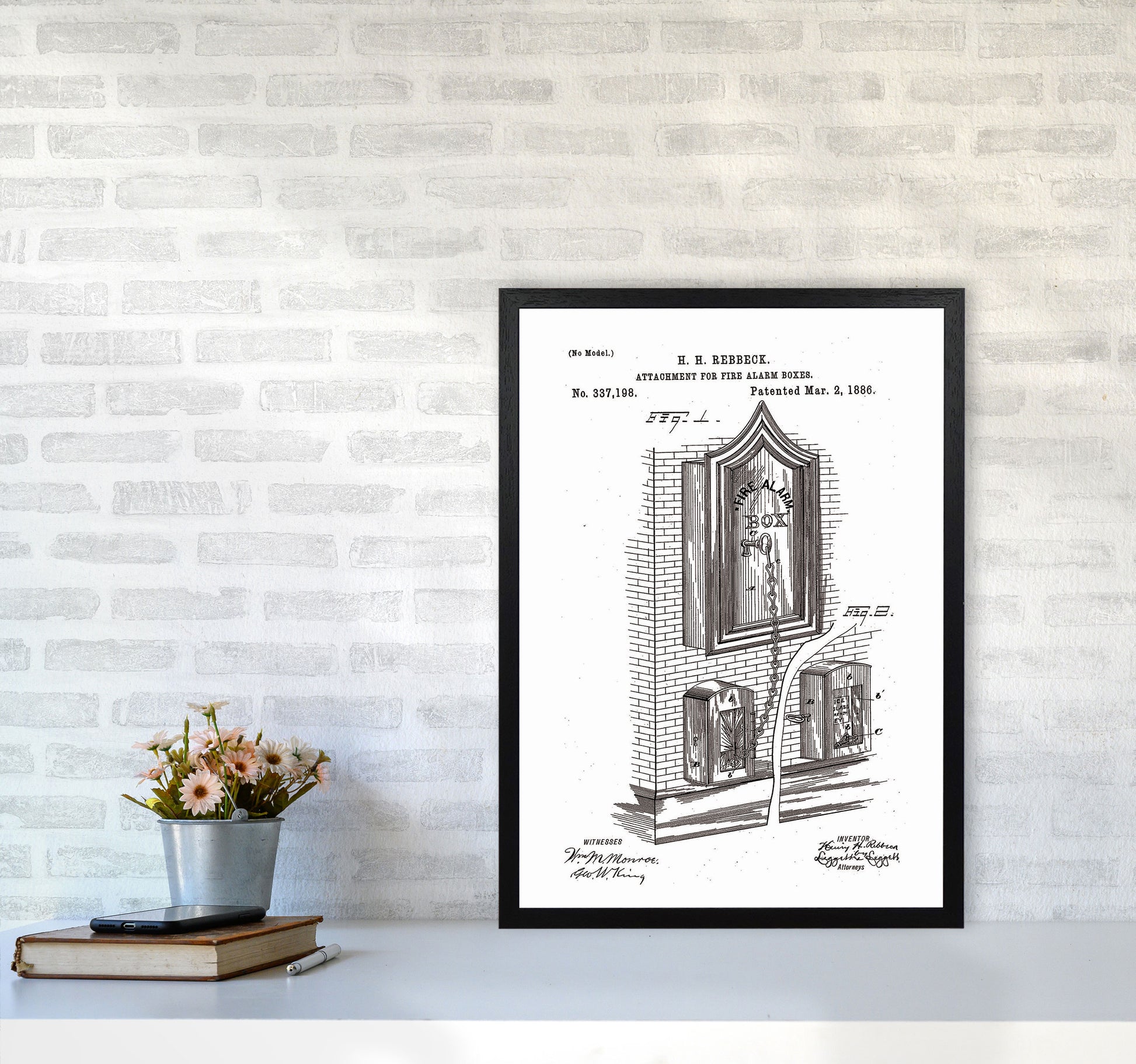 Fire Alarm Box Patent Art Print by Jason Stanley A2 White Frame