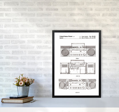 Ghetto Blaster Patent Art Print by Jason Stanley A2 White Frame