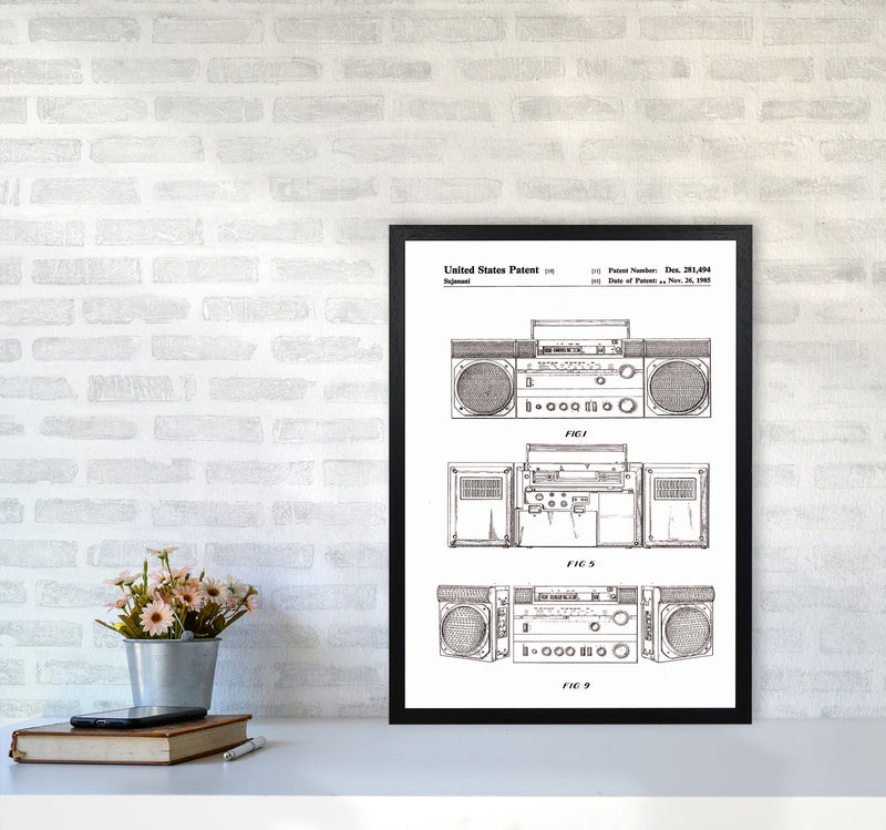 Ghetto Blaster Patent Art Print by Jason Stanley A2 White Frame
