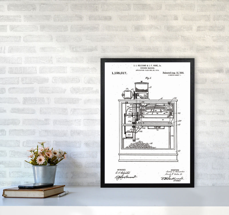 Popcorn Machine Patent Art Print by Jason Stanley A2 White Frame
