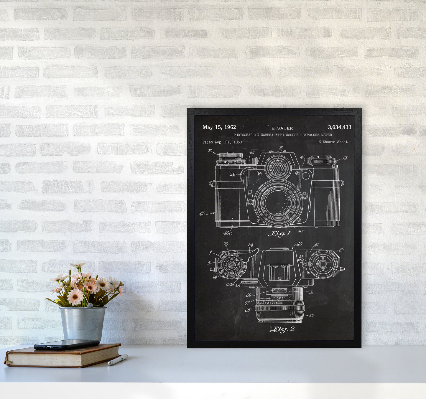 Vintage Camera Patent Art Print by Jason Stanley A2 White Frame