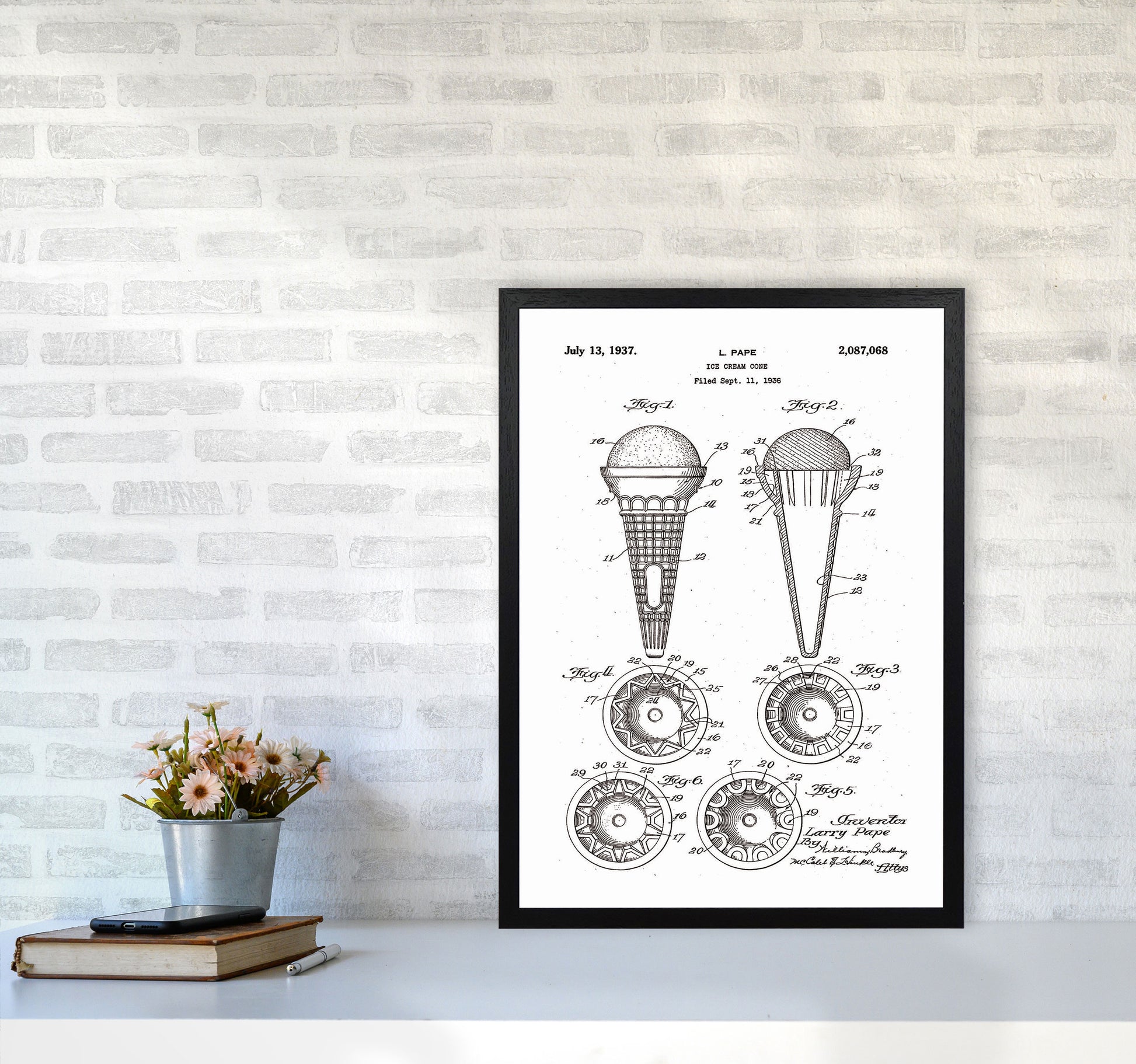 Ice Cream Cone Patent Art Print by Jason Stanley A2 White Frame