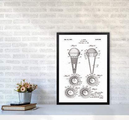 Ice Cream Cone Patent Art Print by Jason Stanley A2 White Frame