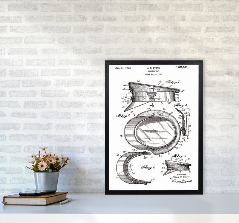 Police Man Hat Patent Art Print by Jason Stanley A2 White Frame