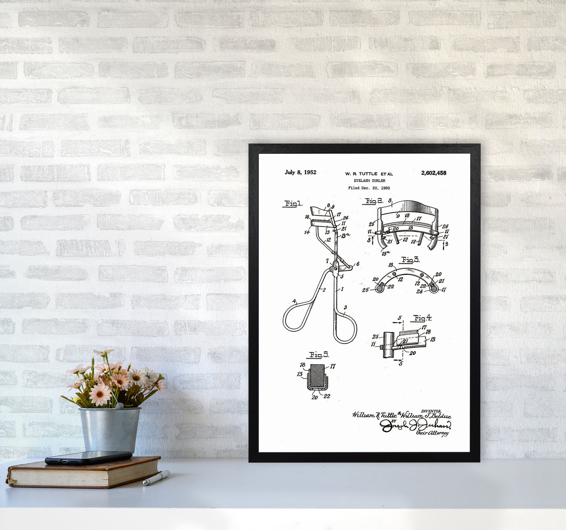 Eyelash Curler Patent Art Print by Jason Stanley A2 White Frame