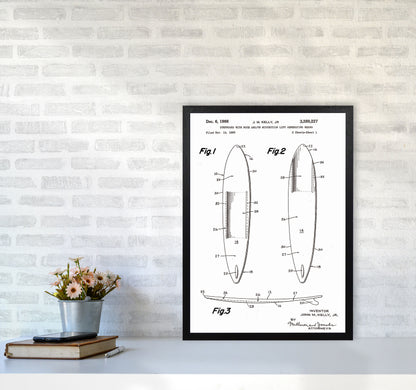 Surfboard Patent White Art Print by Jason Stanley A2 White Frame