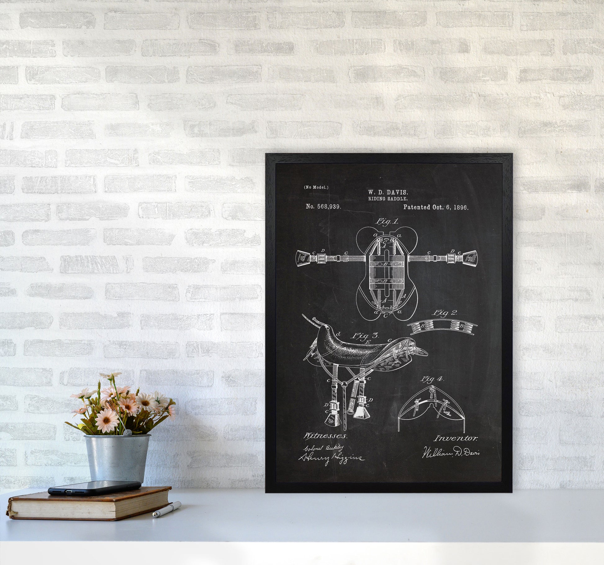 Riding Saddlepatent Art Print by Jason Stanley A2 White Frame