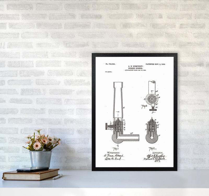 Bunsen Burner Patent Art Print by Jason Stanley A2 White Frame