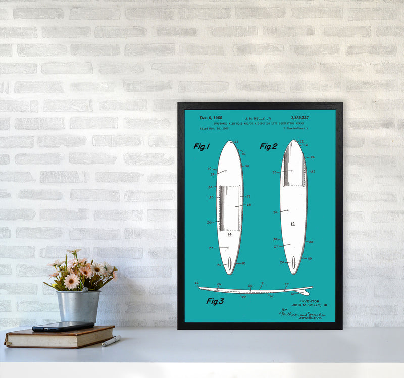 Surfboard Patent Blue Art Print by Jason Stanley A2 White Frame