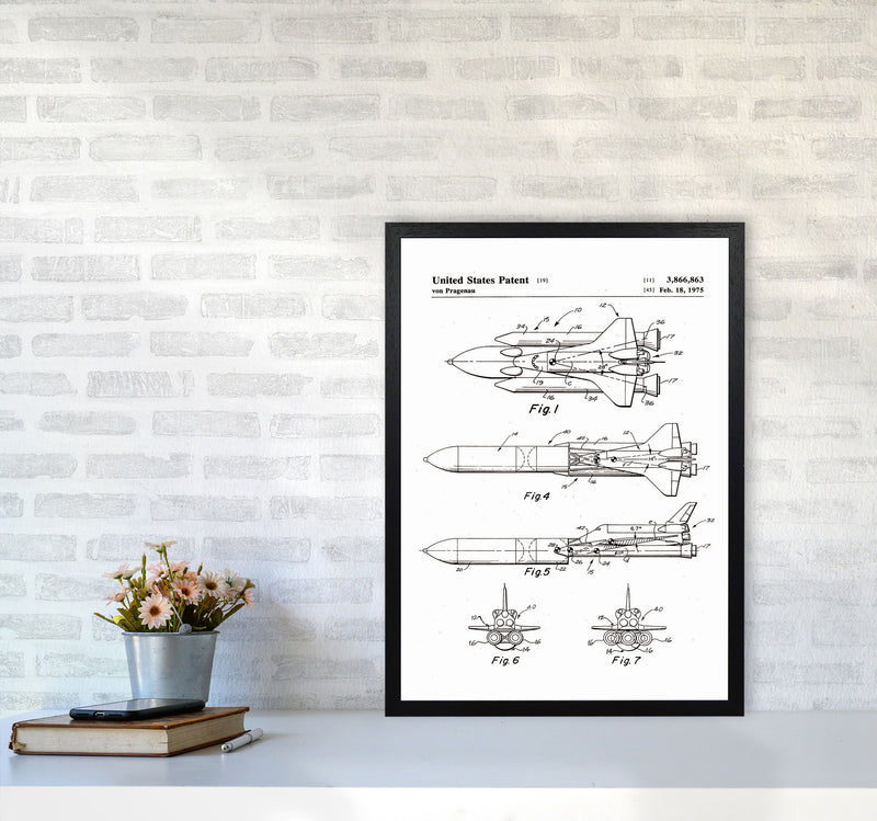 Space Shuttle Patent Art Print by Jason Stanley A2 White Frame