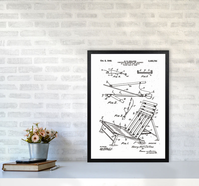 Beach Chair Patent Art Print by Jason Stanley A2 White Frame