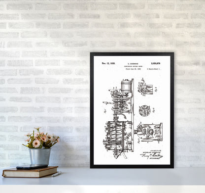 Butter Churn Patent Art Print by Jason Stanley A2 White Frame