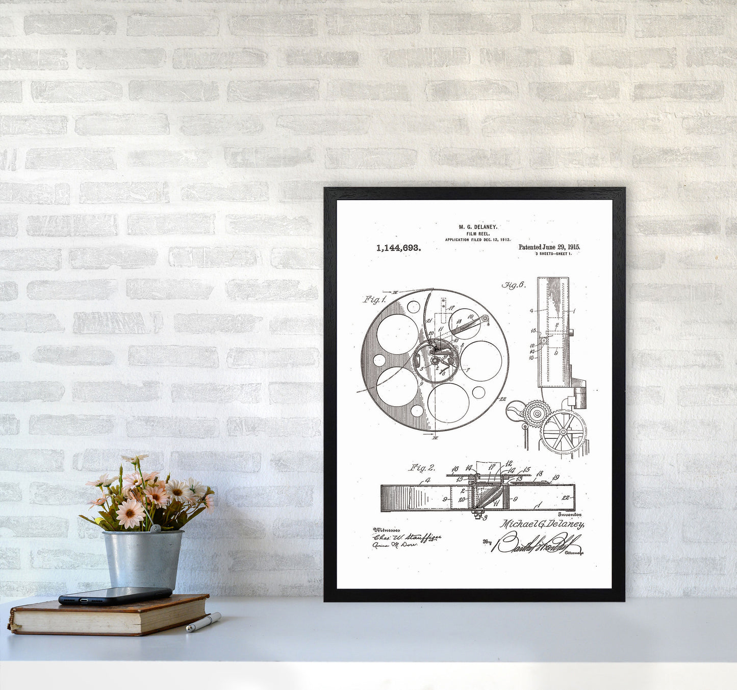 Film Reel Patent 2 Art Print by Jason Stanley A2 White Frame