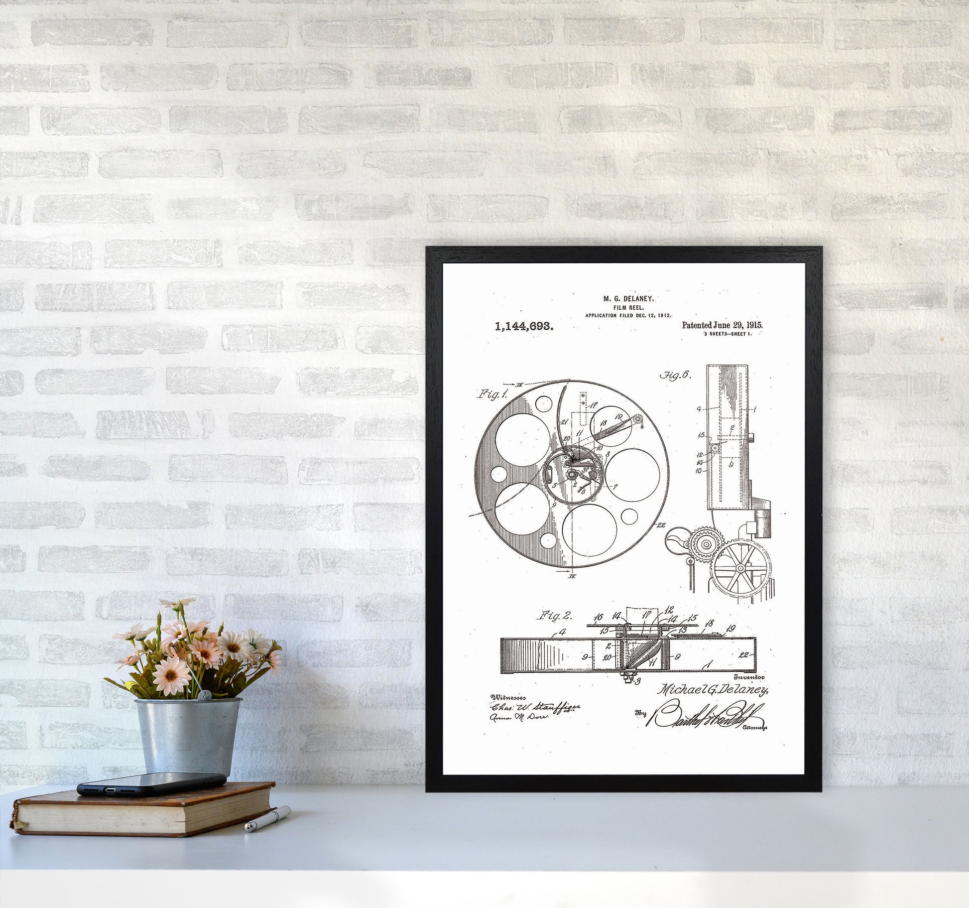 Film Reel Patent 2 Art Print by Jason Stanley A2 White Frame
