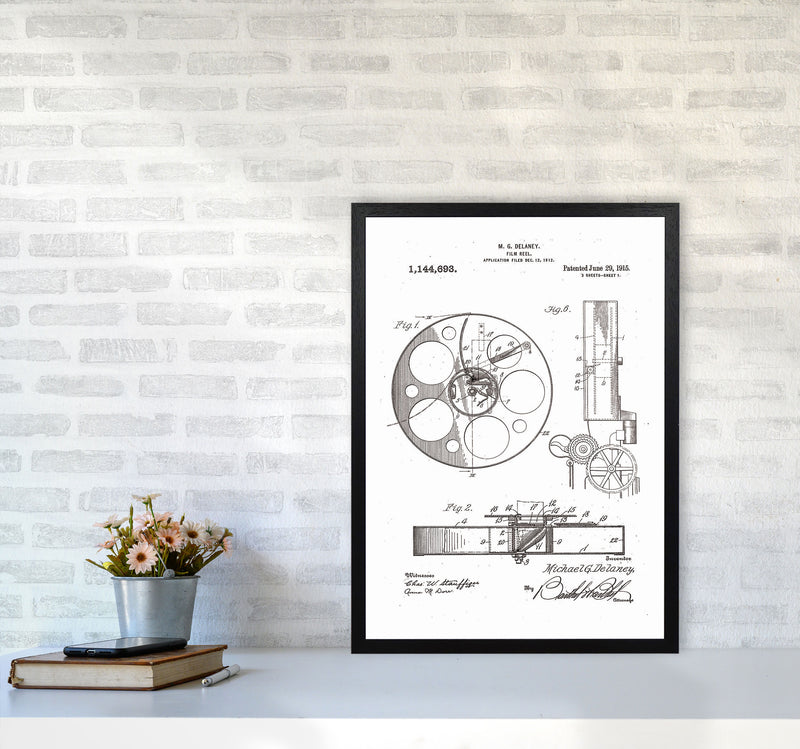 Film Reel Patent 2 Art Print by Jason Stanley A2 White Frame