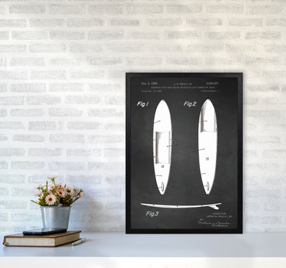 Surfboard Patent 1 Art Print by Jason Stanley A2 White Frame