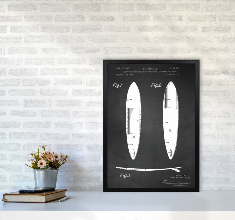 Surfboard Patent 1 Art Print by Jason Stanley A2 White Frame