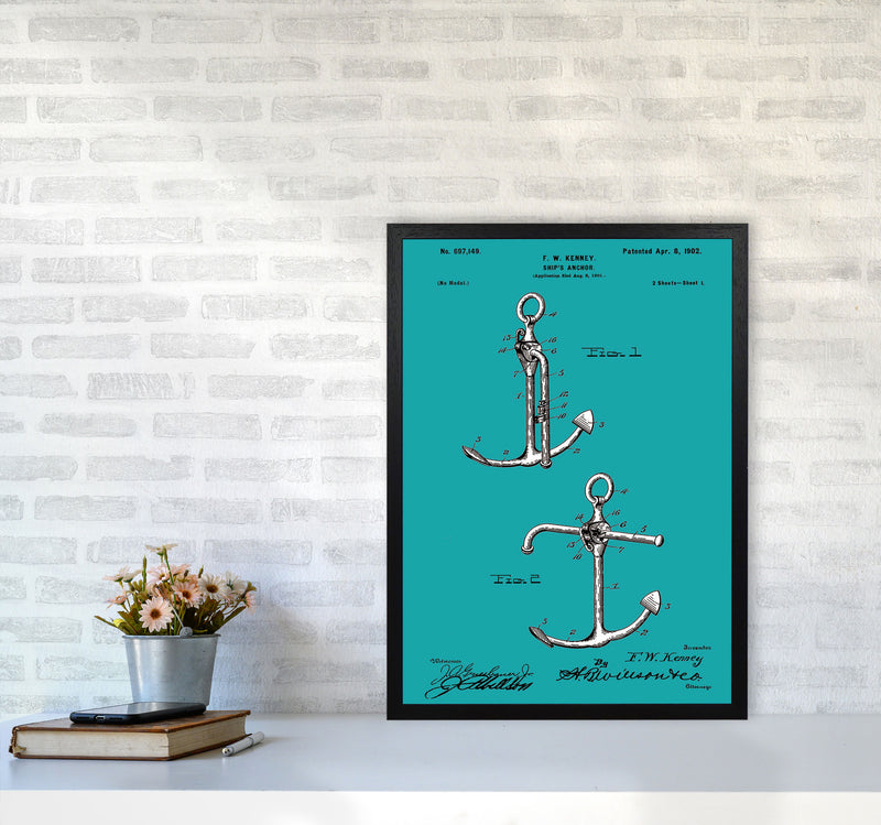 Anchor Patent Blue Art Print by Jason Stanley A2 White Frame