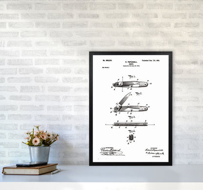 Pocket Knife Patent Art Print by Jason Stanley A2 White Frame