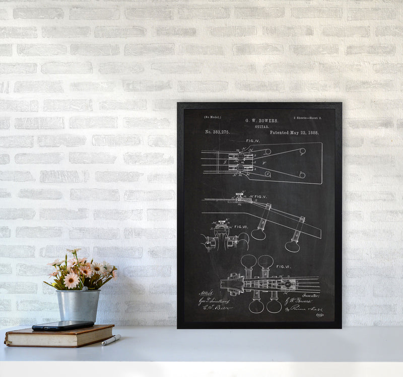Guitar Neck Patent Art Print by Jason Stanley A2 White Frame