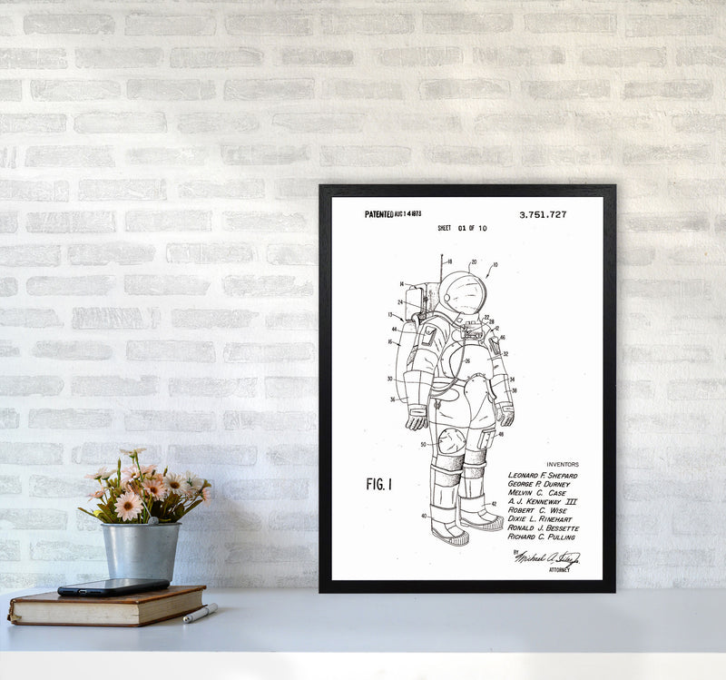 Spacesuit Patent Art Print by Jason Stanley A2 White Frame