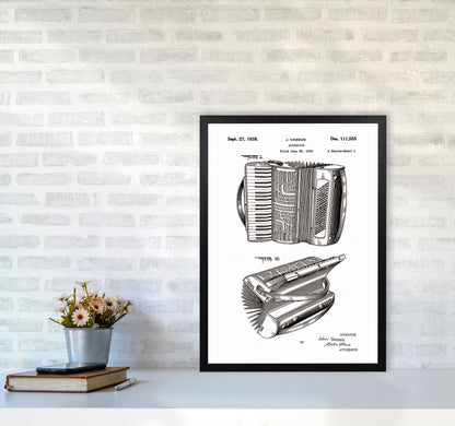 Accordian Patent Art Print by Jason Stanley A2 White Frame