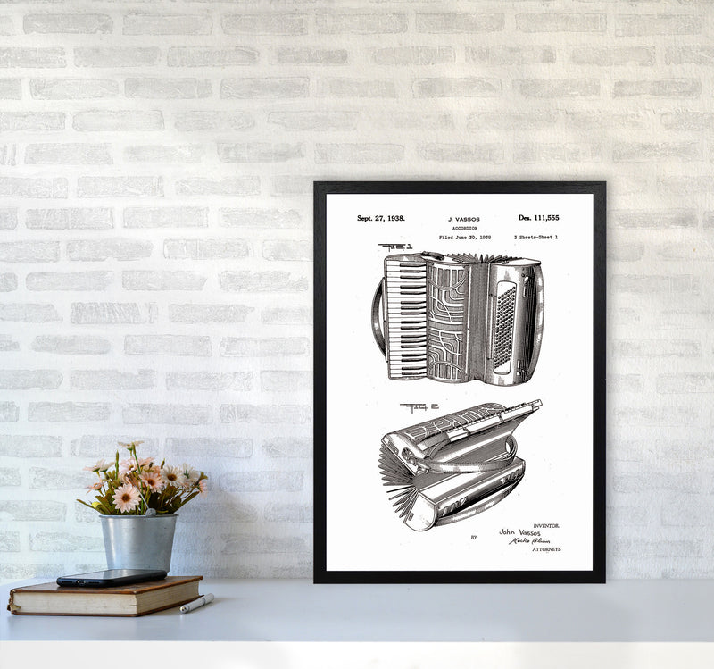 Accordian Patent Art Print by Jason Stanley A2 White Frame