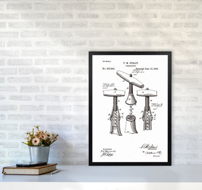 Corkscrew Patent Art Print by Jason Stanley A2 White Frame