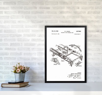 Catamaran Patent Art Print by Jason Stanley A2 White Frame