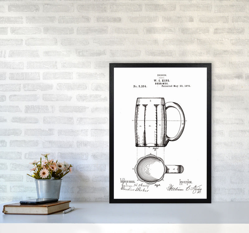 Beer Mug Patent 2 Art Print by Jason Stanley A2 White Frame
