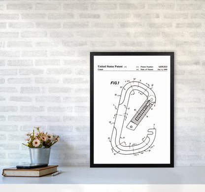 Caribiner Patent Art Print by Jason Stanley A2 White Frame