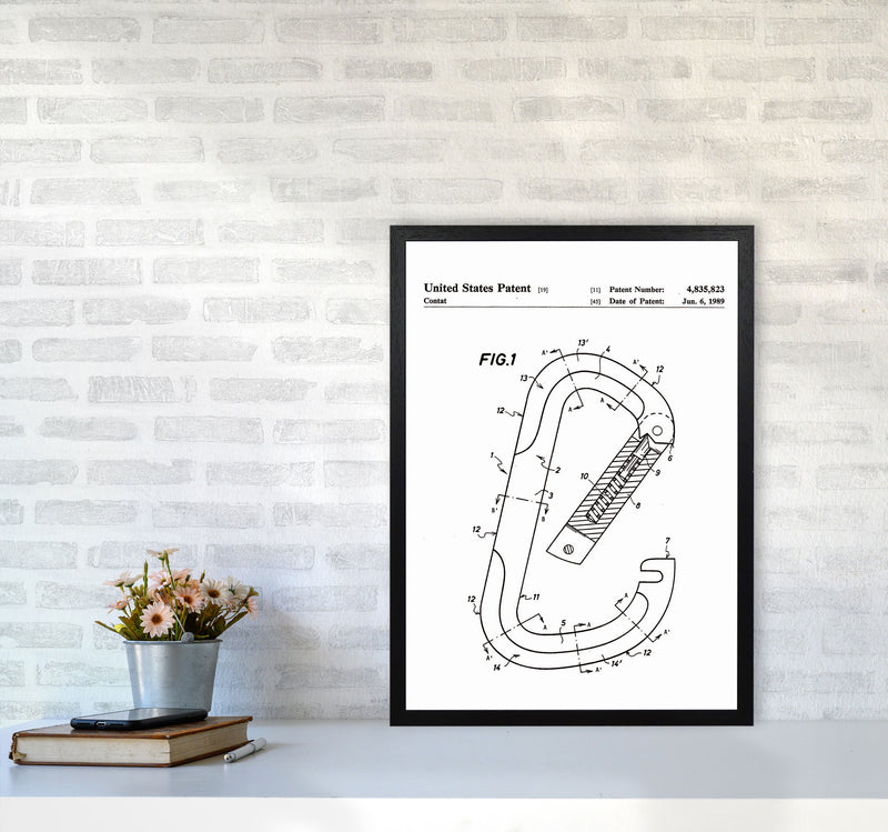 Caribiner Patent Art Print by Jason Stanley A2 White Frame