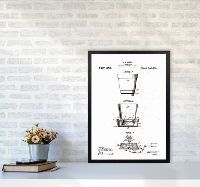 Flower Pot Patent Art Print by Jason Stanley A2 White Frame